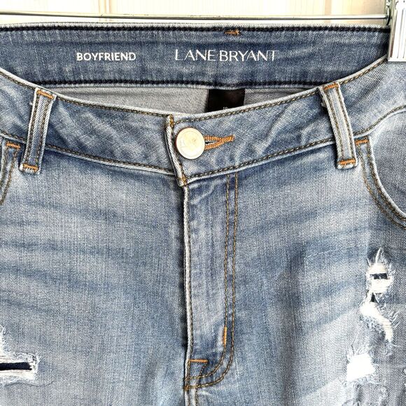 Lane Bryant Boyfriend Jeans Sz 18 (40x32)Light Wash Distressed Look New w/o Tags - Picture 13 of 16